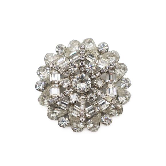 Weiss Vintage Crystal Floral Snowflake Brooch - Picture 1 of 5